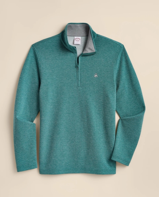 Cotton Blend Pique Quarter-Zip Shirt