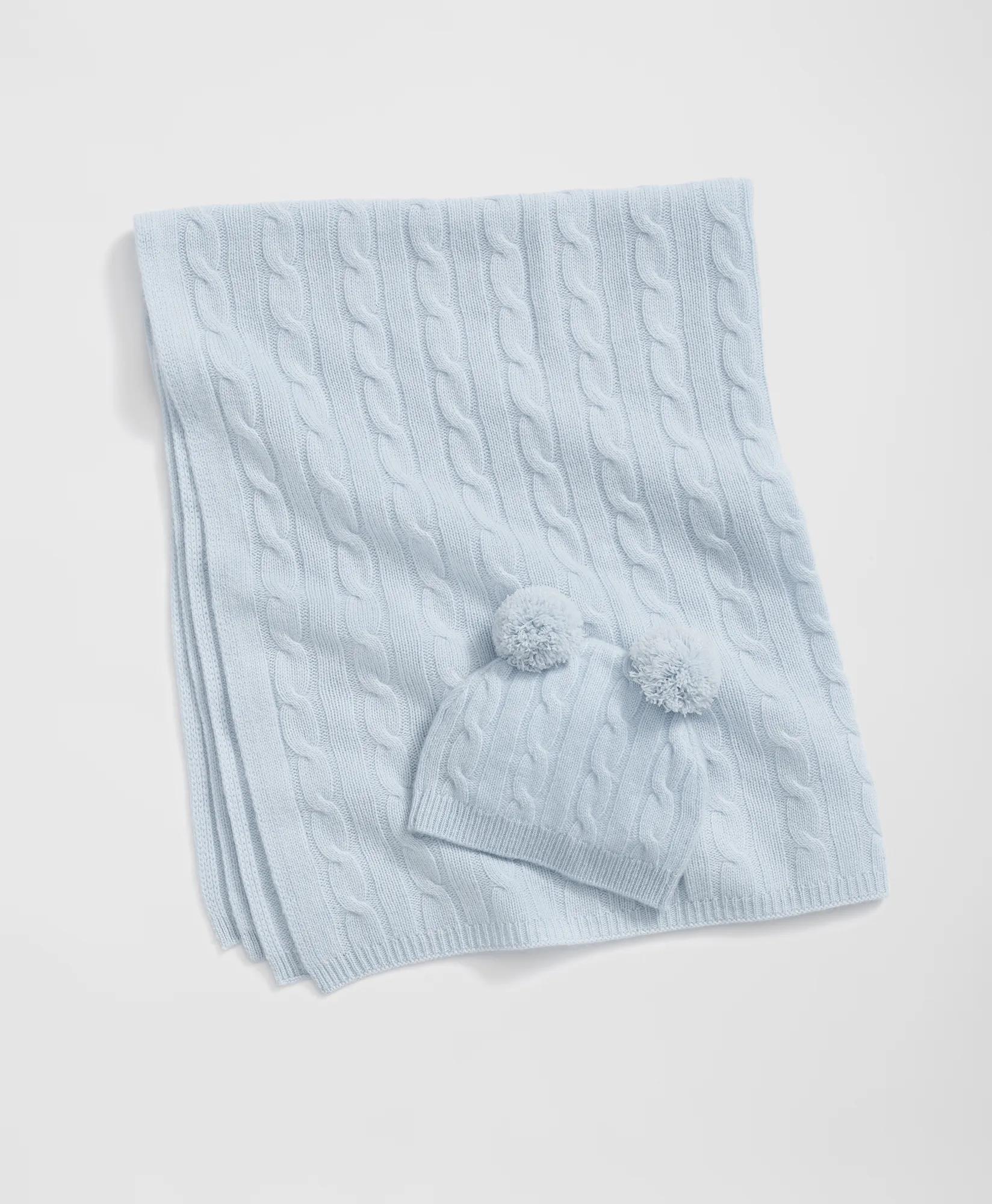 Baby Blanket & Beanie Gift Set - Blue
