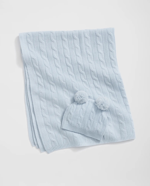 Cashmere Baby Blanket & Beanie Gift Set - Blue