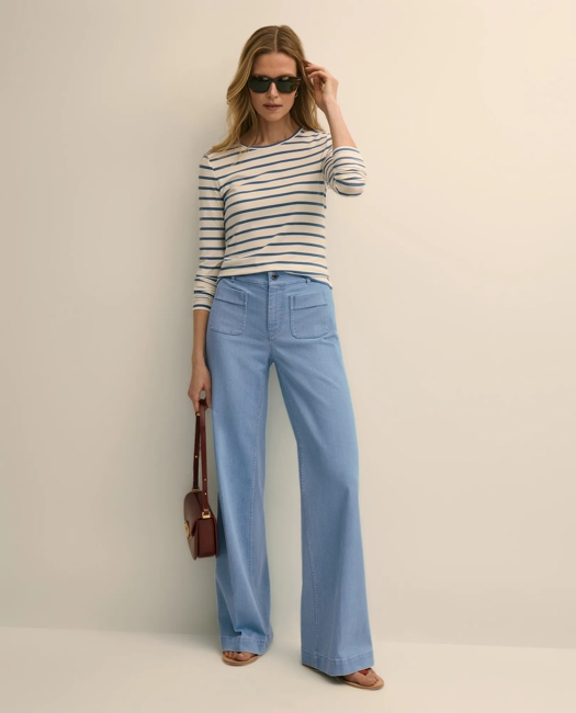 Cotton-Modal Blend Mariner Stripe Long-Sleeve T-Shirt