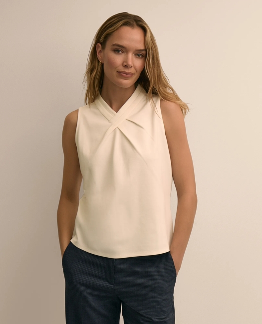 Cross-Neck Sleeveless Knit Top