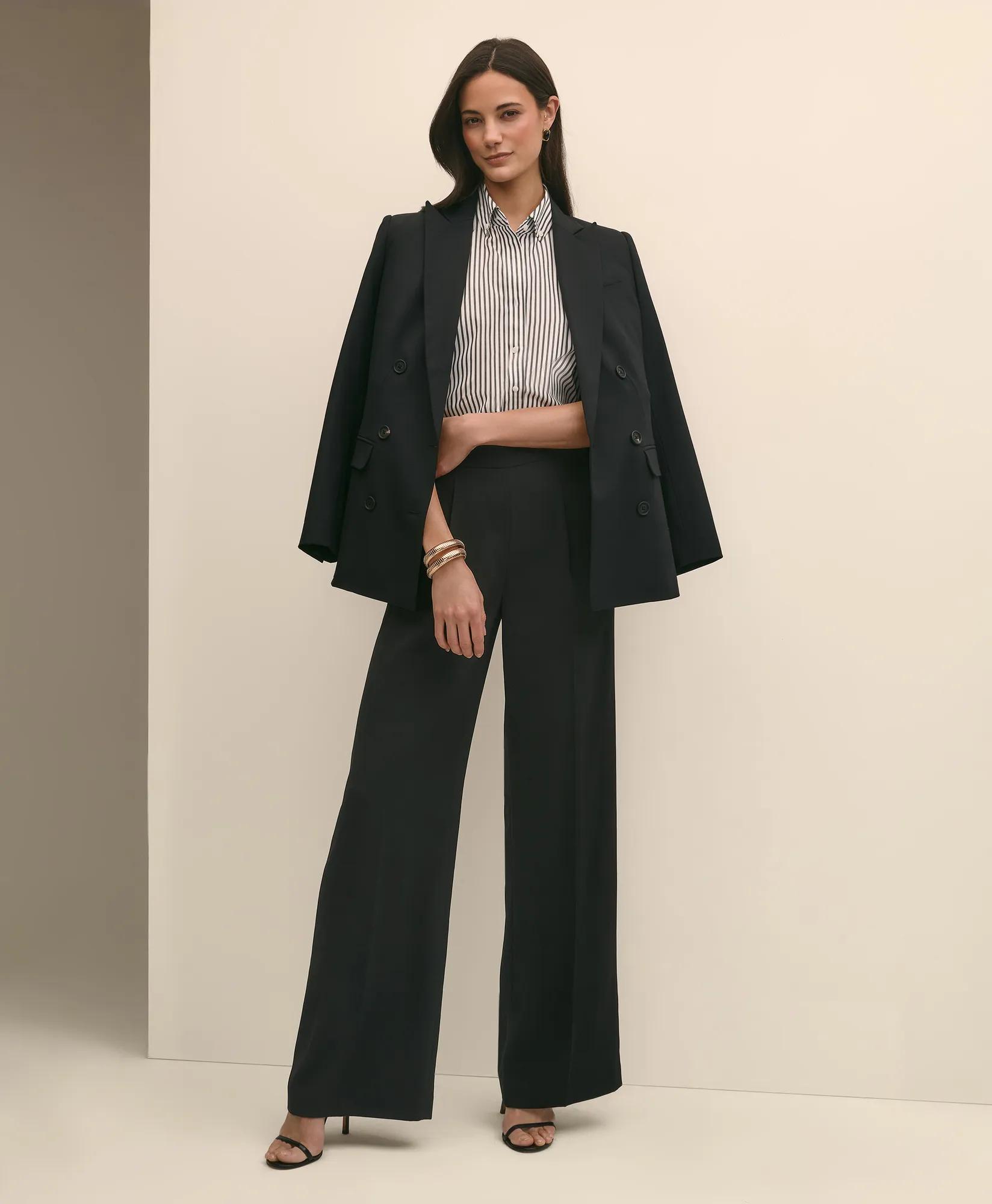 Easy Fit, Elastic Back Crepe Wide-Leg Pants