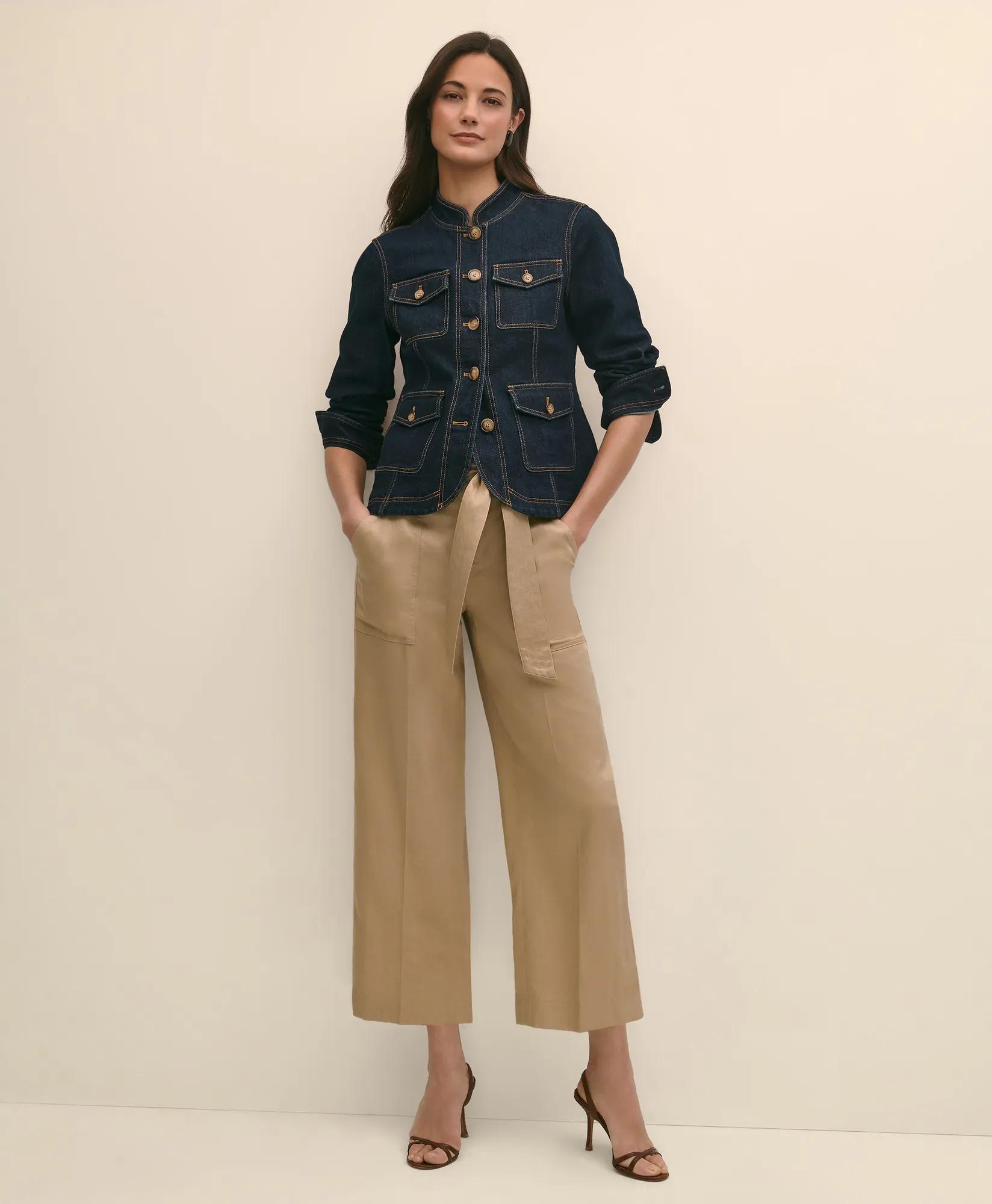 Belted Wide-Leg Utility Pants