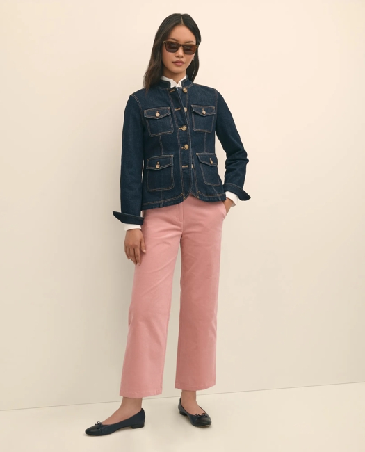 Cotton Corduroy Wide Leg Cropped Pants