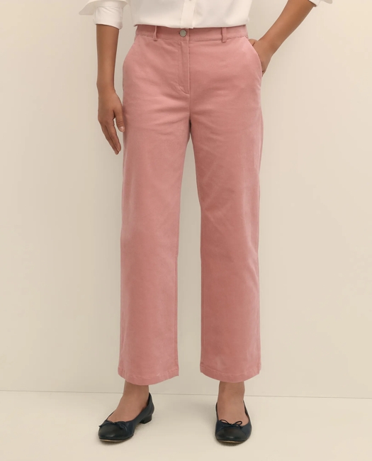 Cotton Corduroy Wide Leg Cropped Pants