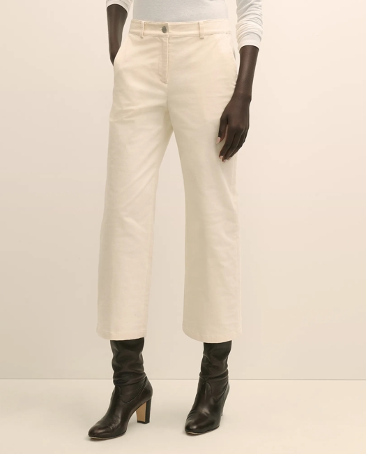 Cotton Corduroy Wide Leg Cropped Pants