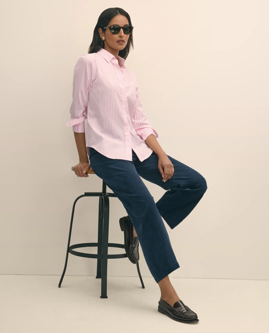 Cotton Corduroy Wide Leg Cropped Pants