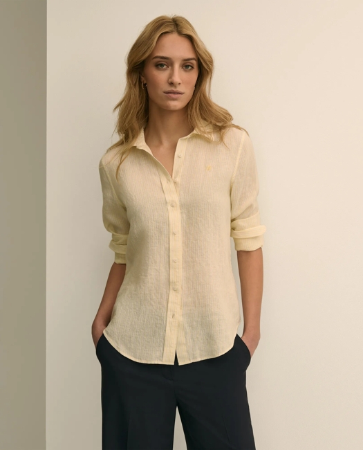 Classic Fit Linen Stripe Shirt