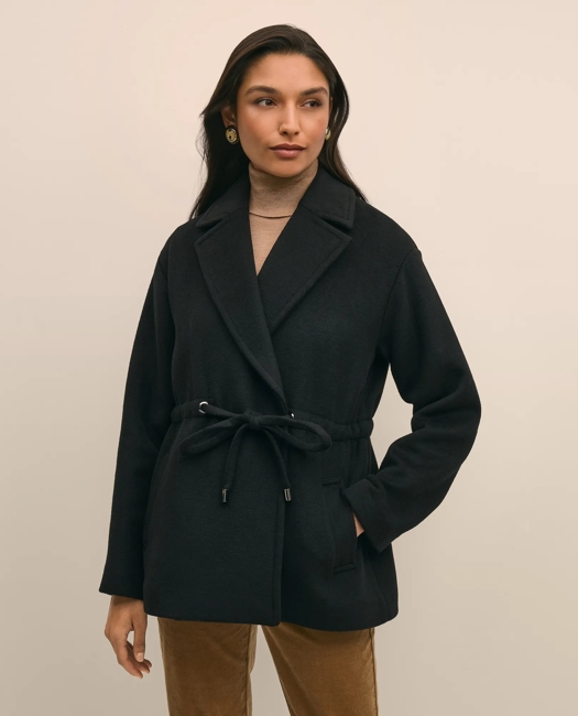 Wool Blend Double-Faced Drawcord Waist Coat