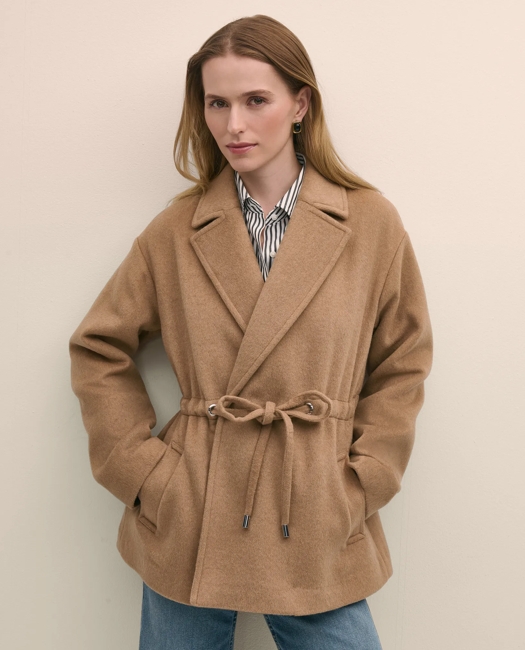 Wool Blend Double-Faced Drawcord Waist Coat