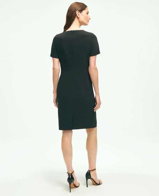 Short-Sleeve Fine Twill Crepe Dress