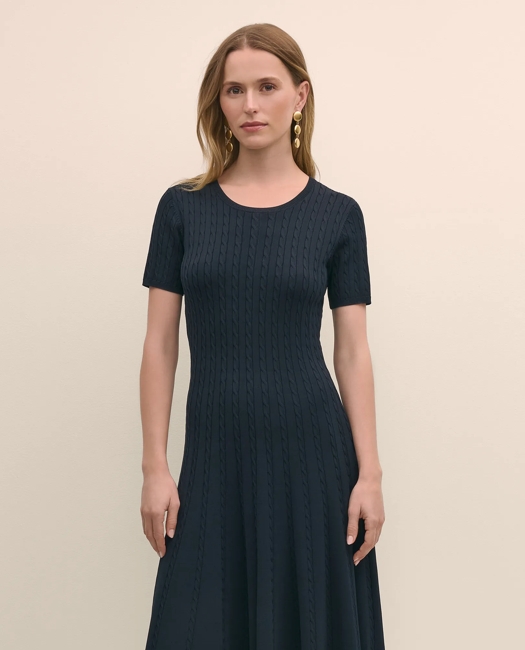 Cable-Knit Fit-and-Flare Sweater Dress