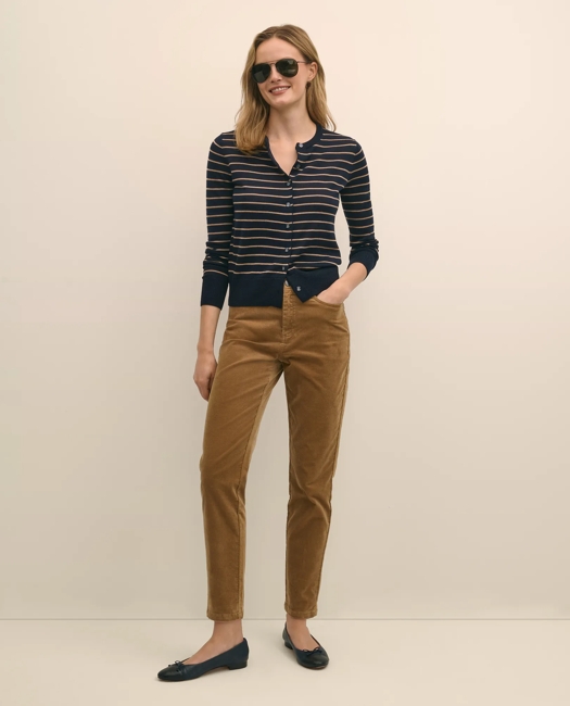 Merino Wool Striped Cardigan Sweater