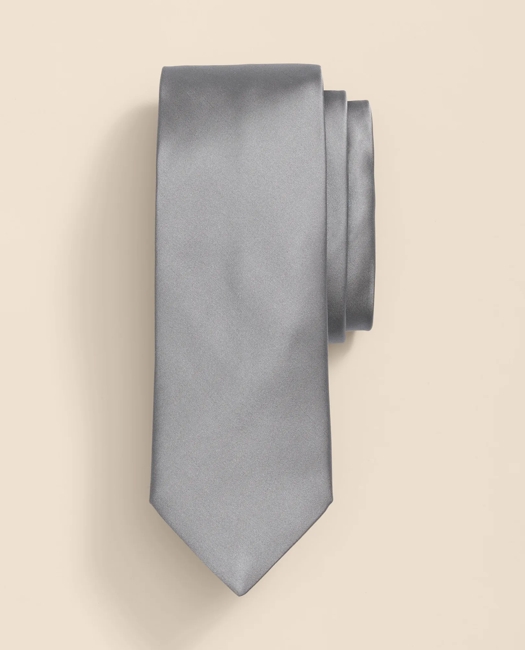 Formal Silk Satin Tie - Silver