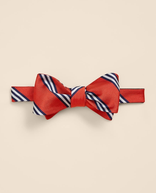 Silk Rep Striped Bow Tie - Orange
