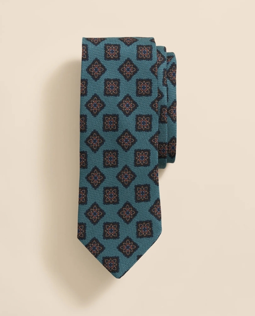 Wool-Silk Square Flower Medallion Tie