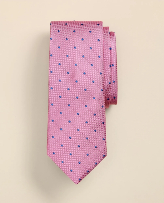 Silk Basketweave Dot Tie - Pink Multi