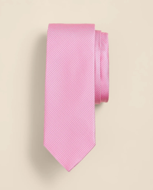 Silk Woven Oxford Tie - Light Pink