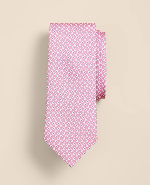 Silk Pine Foulard Tie - Pink