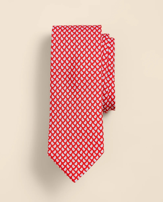 Silk Pine Foulard Tie - Red