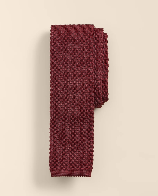 Silk Textured Knit Tie - Dark Red