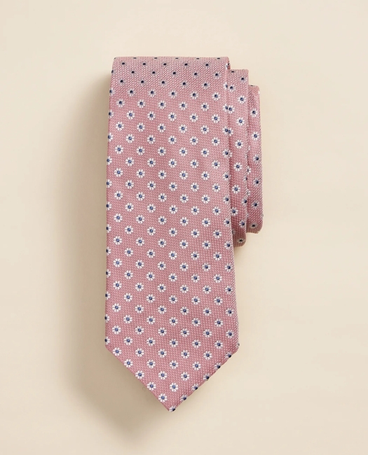 Silk Flower Foulard Tie - Light Pink