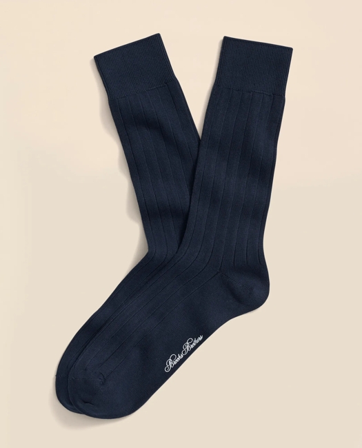 Cotton Blend Ribbed Crew Socks