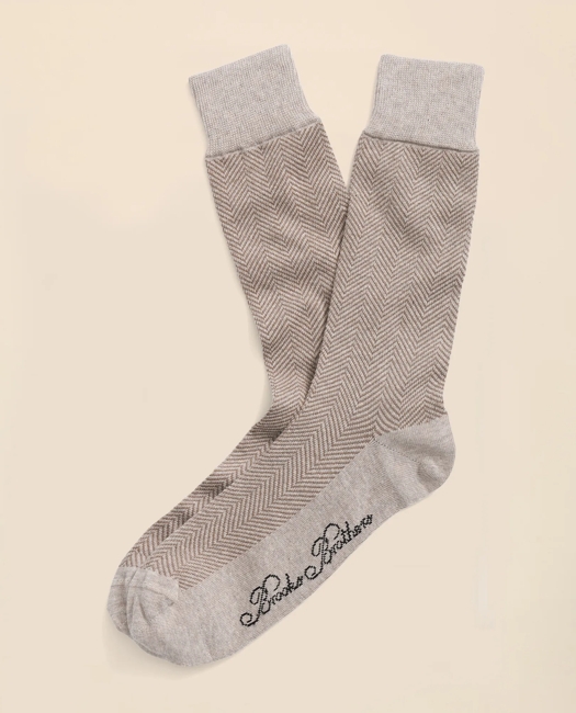 Cotton Blend Herringbone Socks