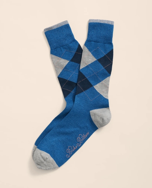 Cotton Blend Marled Argyle Socks