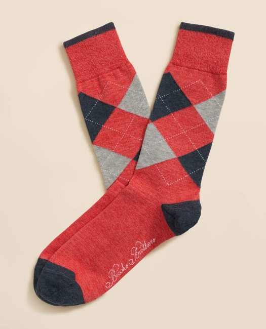 Cotton Blend Marled Argyle Socks