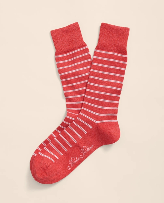 Cotton Blend Marled Double Stripe Socks