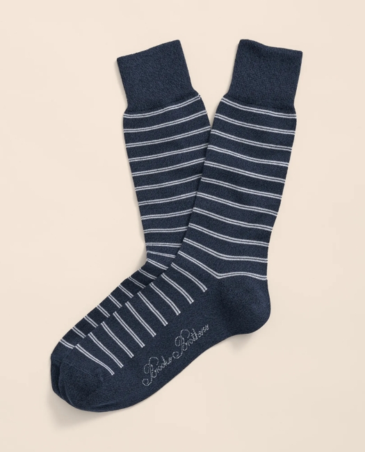 Cotton Blend Marled Double Stripe Socks