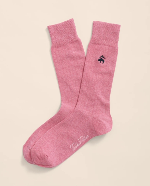 Cotton Blend Ribbed Socks with Embroidered Golden Fleece