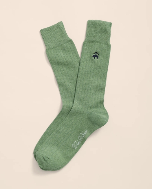 Cotton Blend Ribbed Socks with Embroidered Golden Fleece