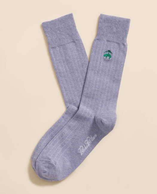 Cotton Blend Ribbed Socks with Embroidered Golden Fleece