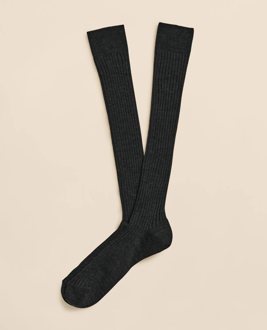 Merino Wool Blend Over-the-Calf Ribbed Socks
