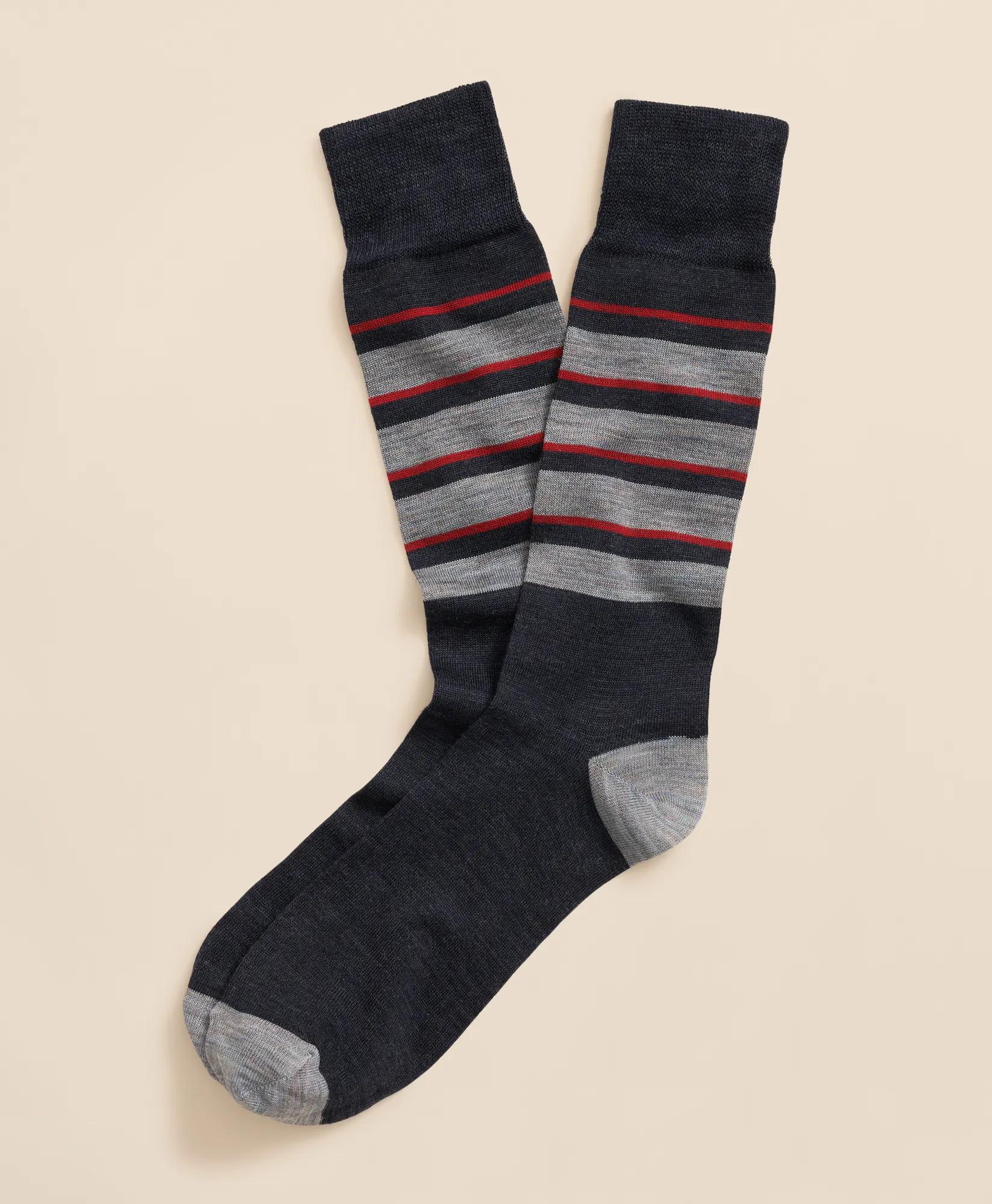 Wool-Blend Cap Toe Striped Socks