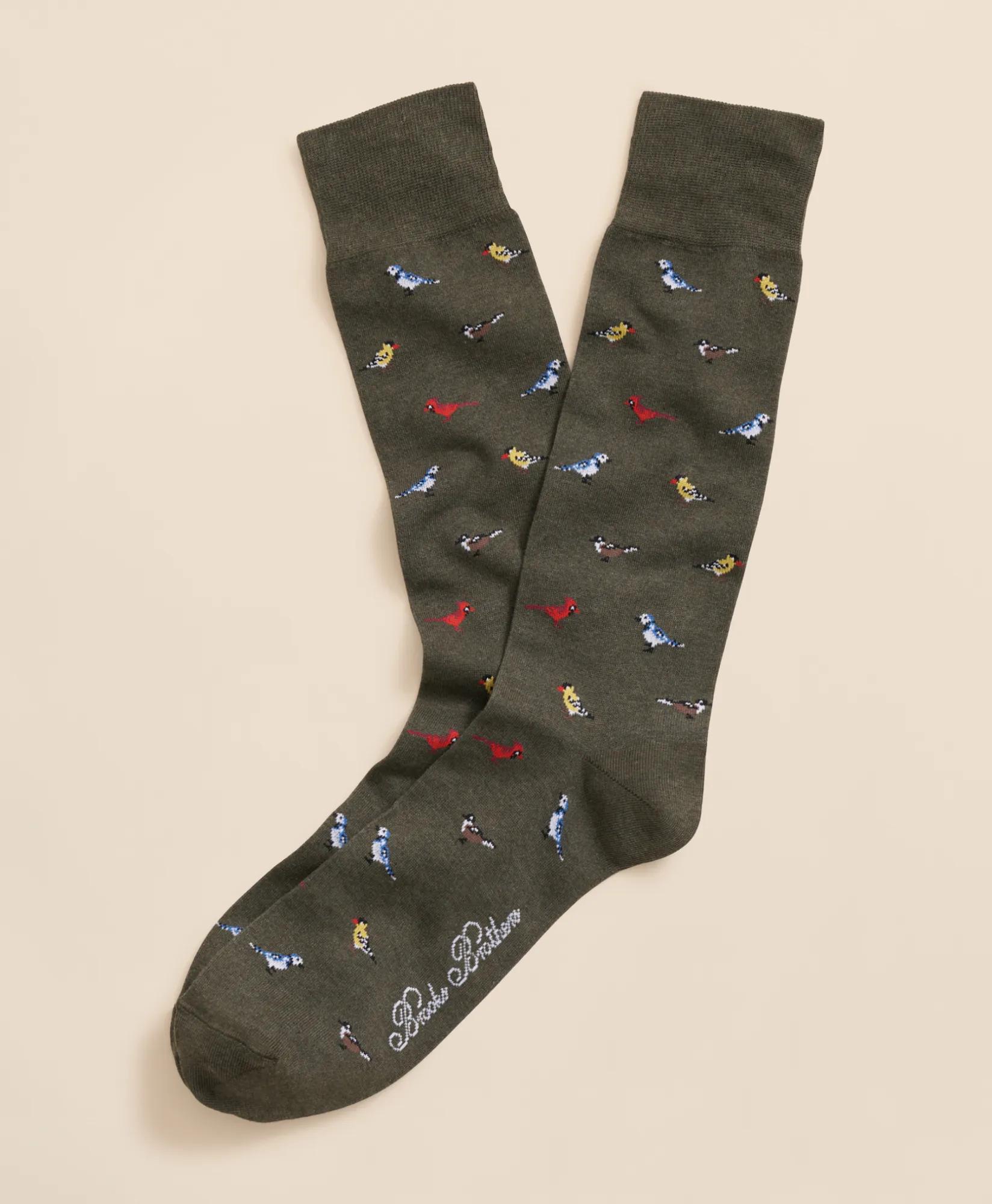 Cotton-Blend Bird Motif Socks