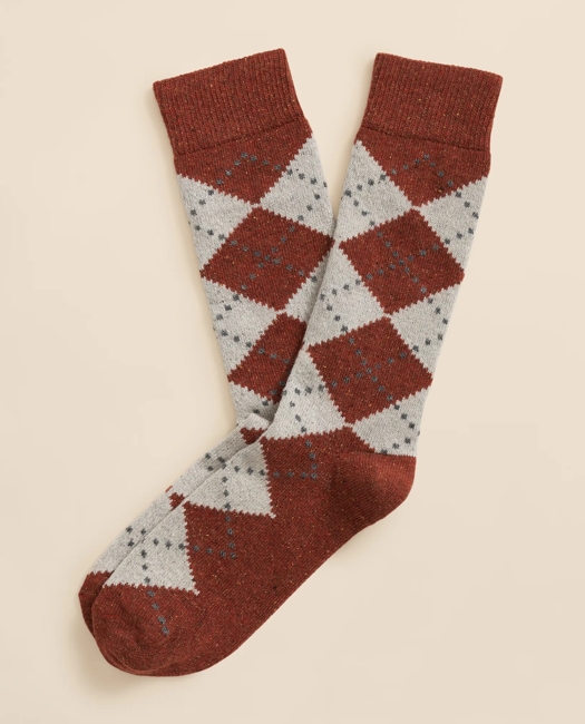 Wool-Silk Blend Argyle Socks