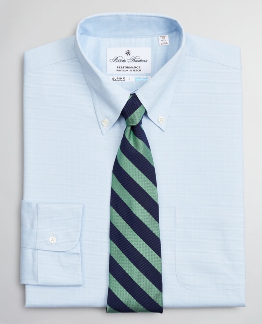 Soho Extra-Slim Fit Dress Shirt, Performance Non-Iron with COOLMAX, Button-Down Collar Twill Check