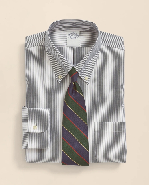 Stretch Supima Cotton Non-Iron Pinpoint Oxford Button-Down Collar, Candy Stripe Dress Shirt