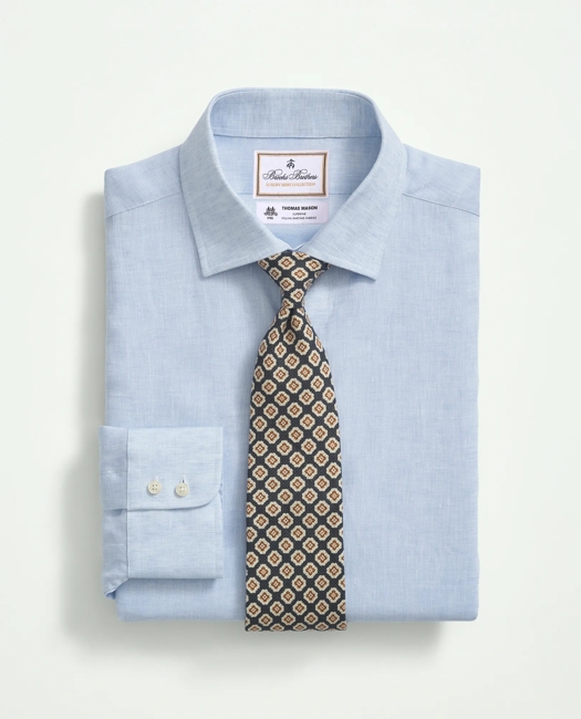 X Thomas Mason Linen Poplin English Spread Collar