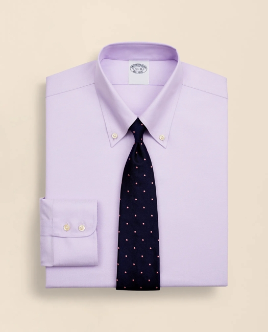 Stretch Supima Cotton Non-Iron Twill Button-Down Collar Dress Shirt - Lavender