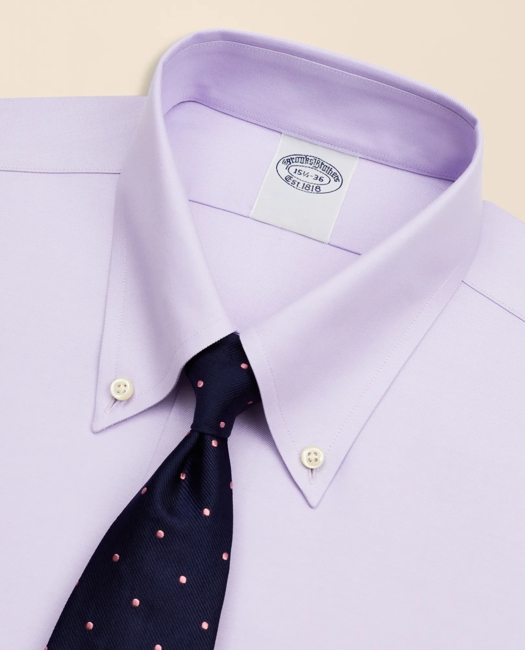 Stretch Supima Cotton Non-Iron Twill Button-Down Collar Dress Shirt - Lavender