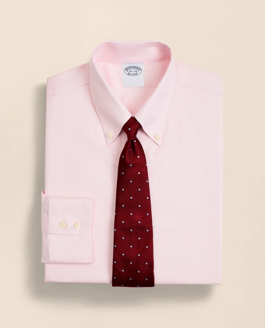 Stretch Supima Cotton Non-Iron Twill Button-Down Collar Dress Shirt - Pink