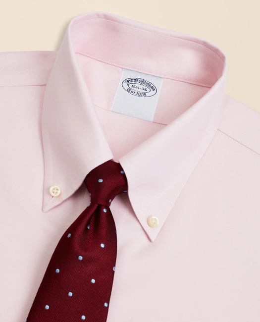 Stretch Supima Cotton Non-Iron Twill Button-Down Collar Dress Shirt - Pink