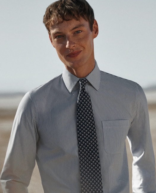 Japanese Knit Striped Dress Shirt