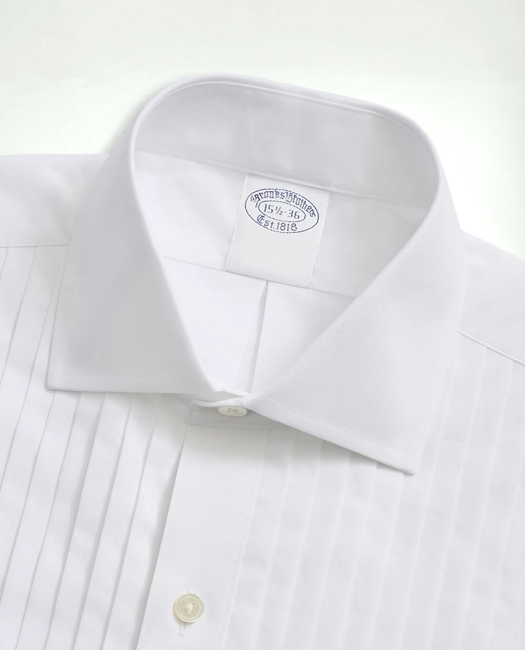 Stretch Cotton Broadcloth English Collar, 10-Pleat Tuxedo Shirt