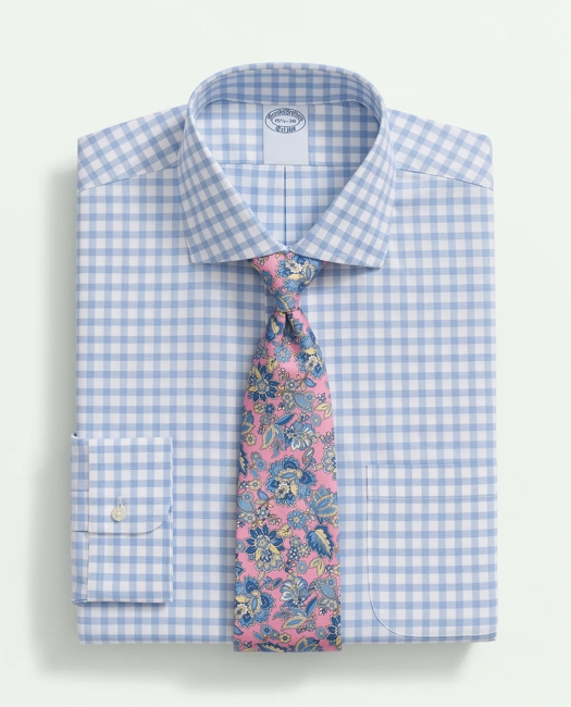 Stretch Supima Cotton Non-Iron Royal Oxford English Collar, Gingham Dress Shirt