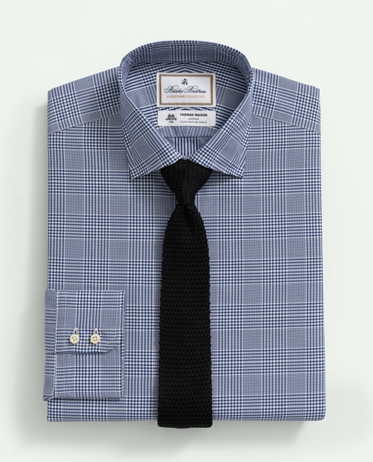 X Thomas Mason Cotton Poplin English Collar, Glen Plaid Dress Shirt